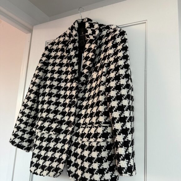 NWT Anine Bing Quinn Blazer Jacket Houndstooth Tweed Padded Shoulders Sz Small - Picture 5 of 9